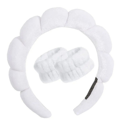 Tvättarmband och pannband för ansiktsrengöring White