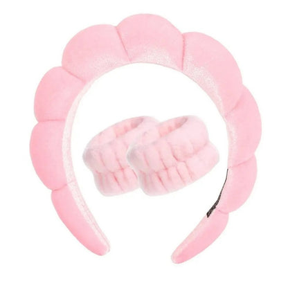 Tvättarmband och pannband för ansiktsrengöring Rosa