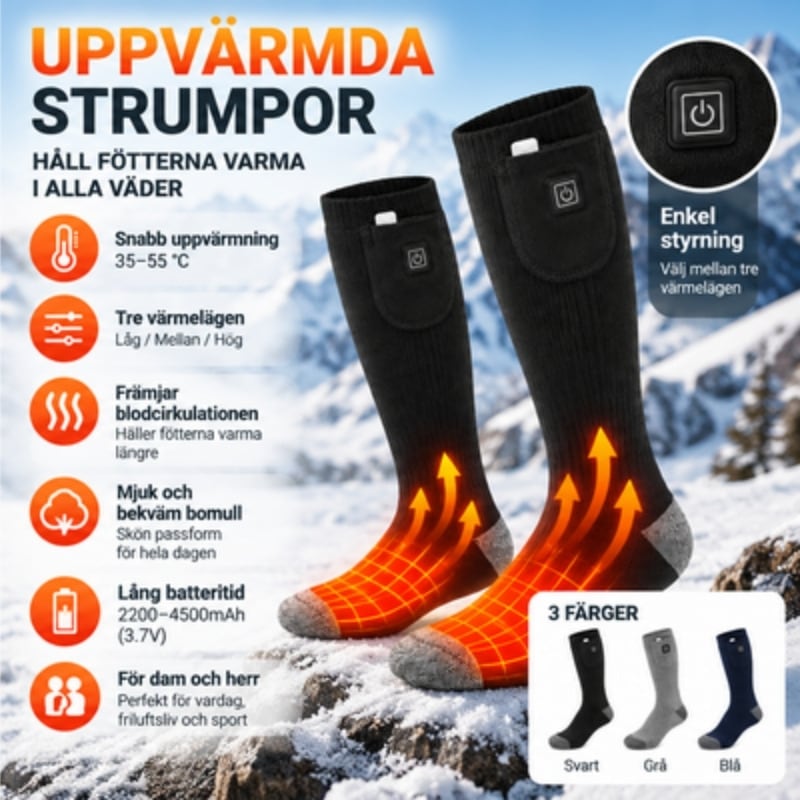 Värmestrumpor med tre värmelägen