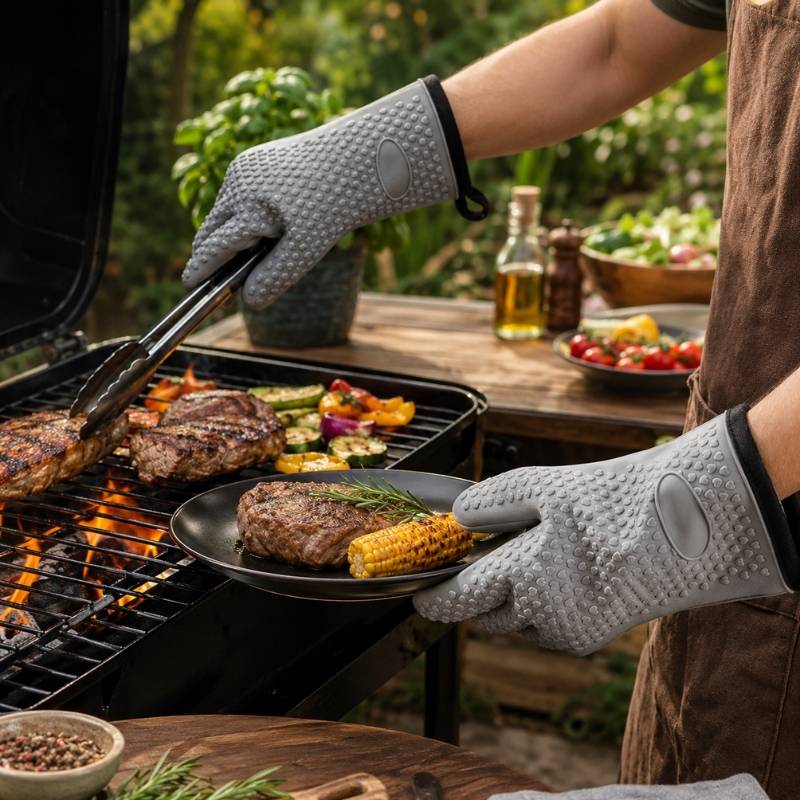 Värmetålig silikonhandske för matlagning och grillning