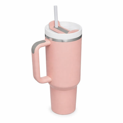 Vattenflaska 900 ml i rostfritt stål med sugrör Roséguld