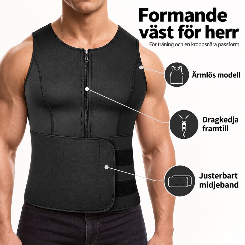 Formande väst för herr med midjeband