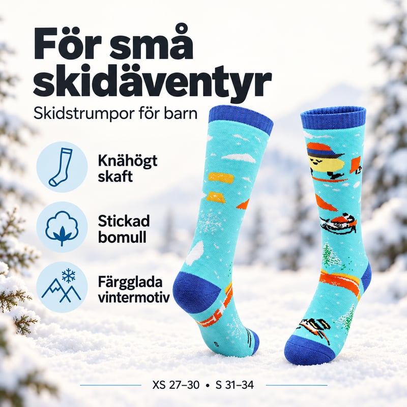 Skidstrumpor för barn med vintermotiv