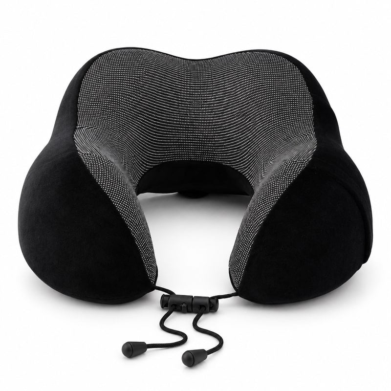 Nackkudde i memory foam med dragsko Svart