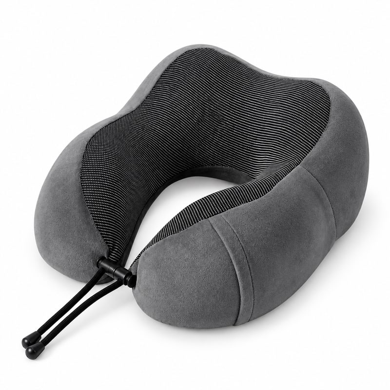 Nackkudde i memory foam med dragsko Mörkgrå