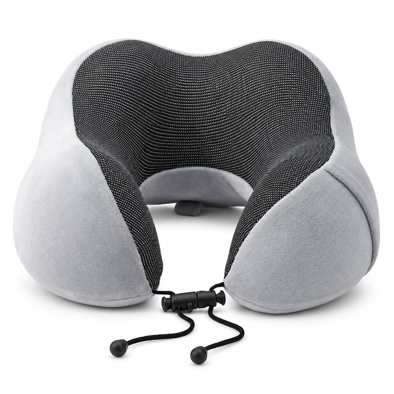 Nackkudde i memory foam med dragsko Ljusgrå