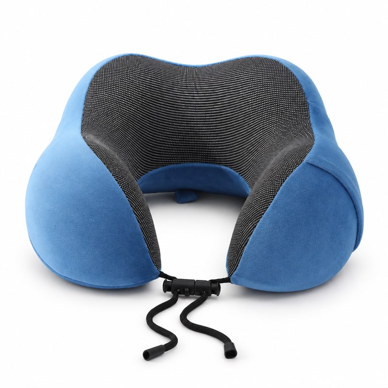 Nackkudde i memory foam med dragsko Blå