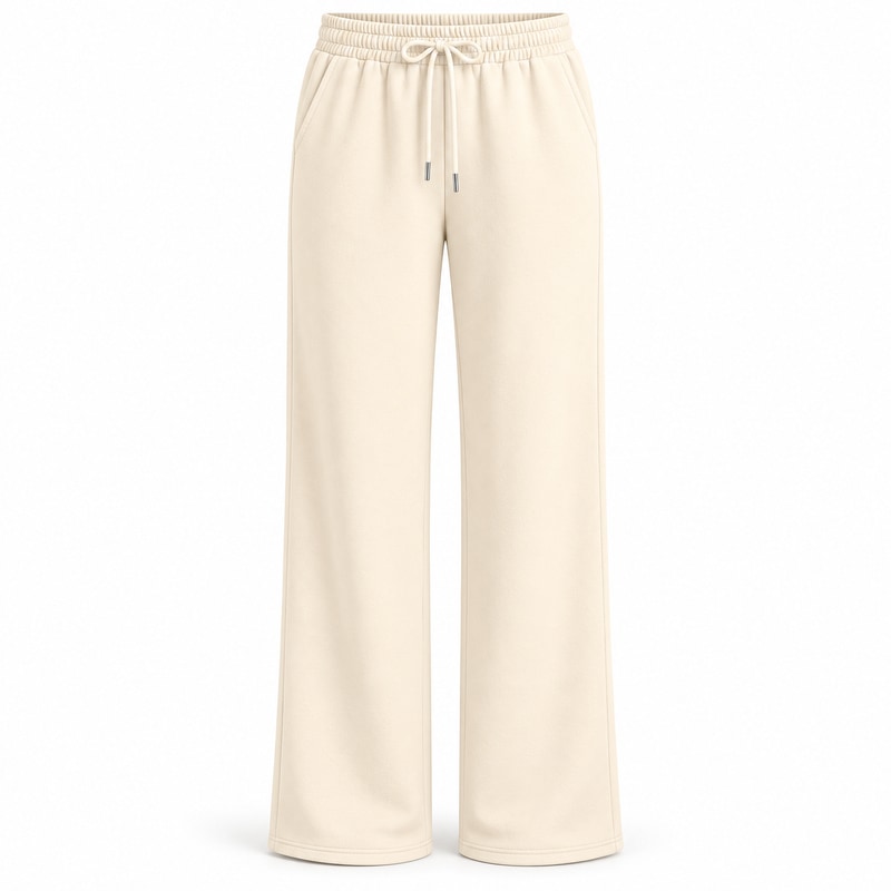 Dambyxor med raka ben och resårmidja Beige