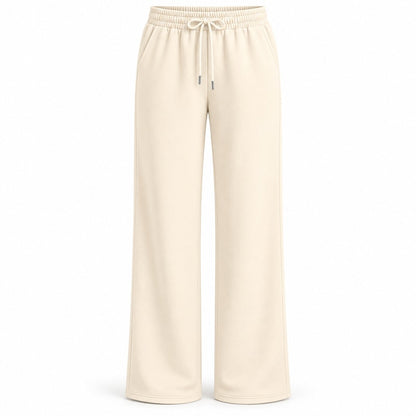 Dambyxor med raka ben och resårmidja Beige